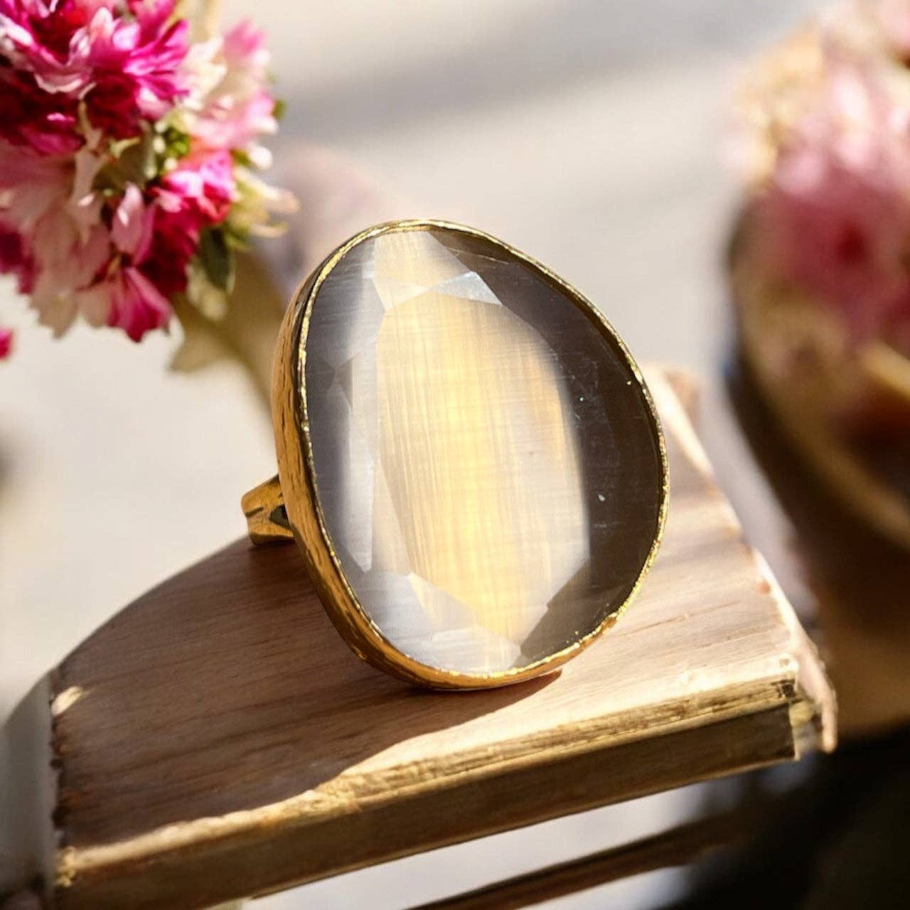 Bague "ELARION" pierre naturelle Agate grise