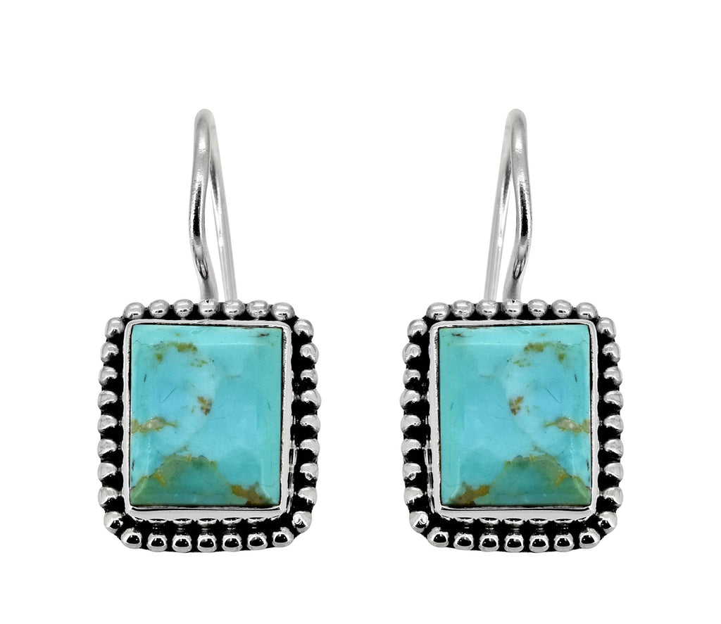 Boucles d'oreilles en argent sterling 925 avec pierre précieuse Turquoise Mohave