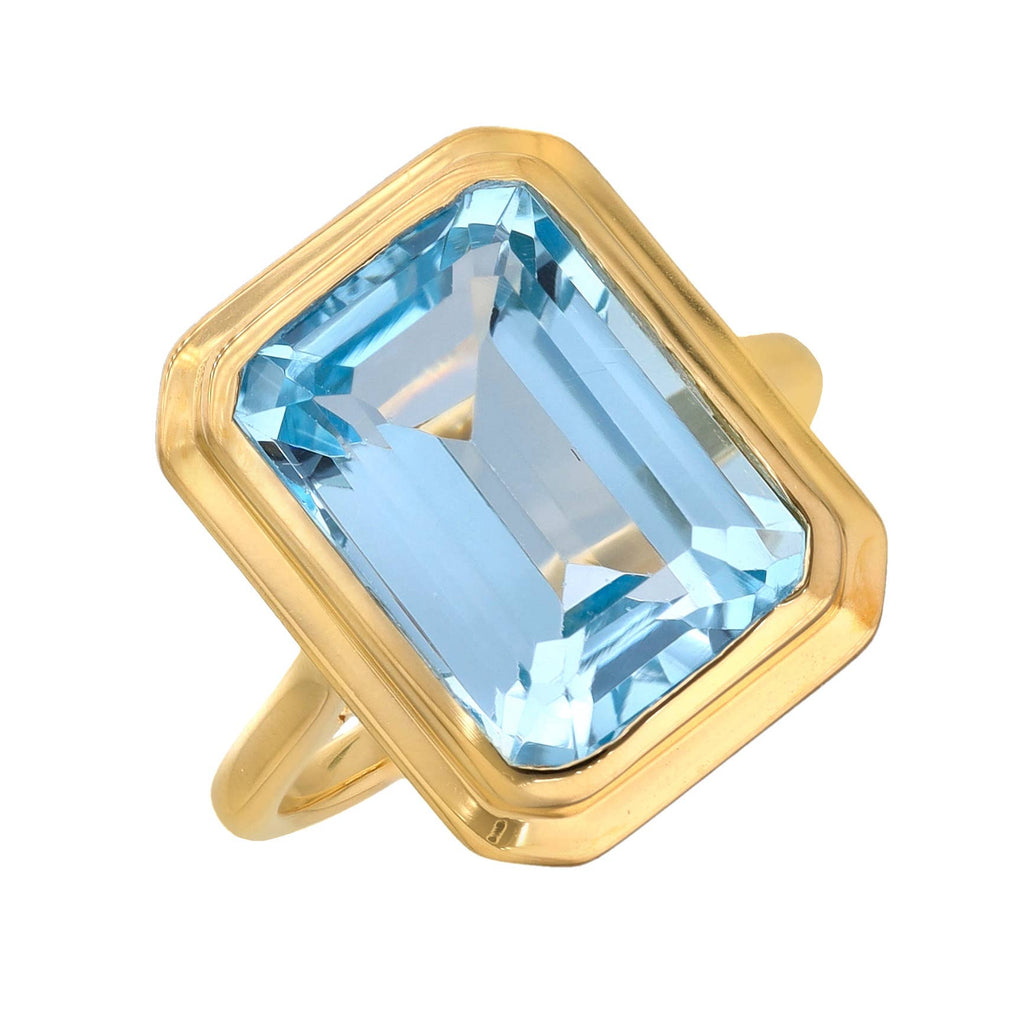 Bague Voûte Céleste en Argent Plaqué Or avec Topaze Bleu Ciel