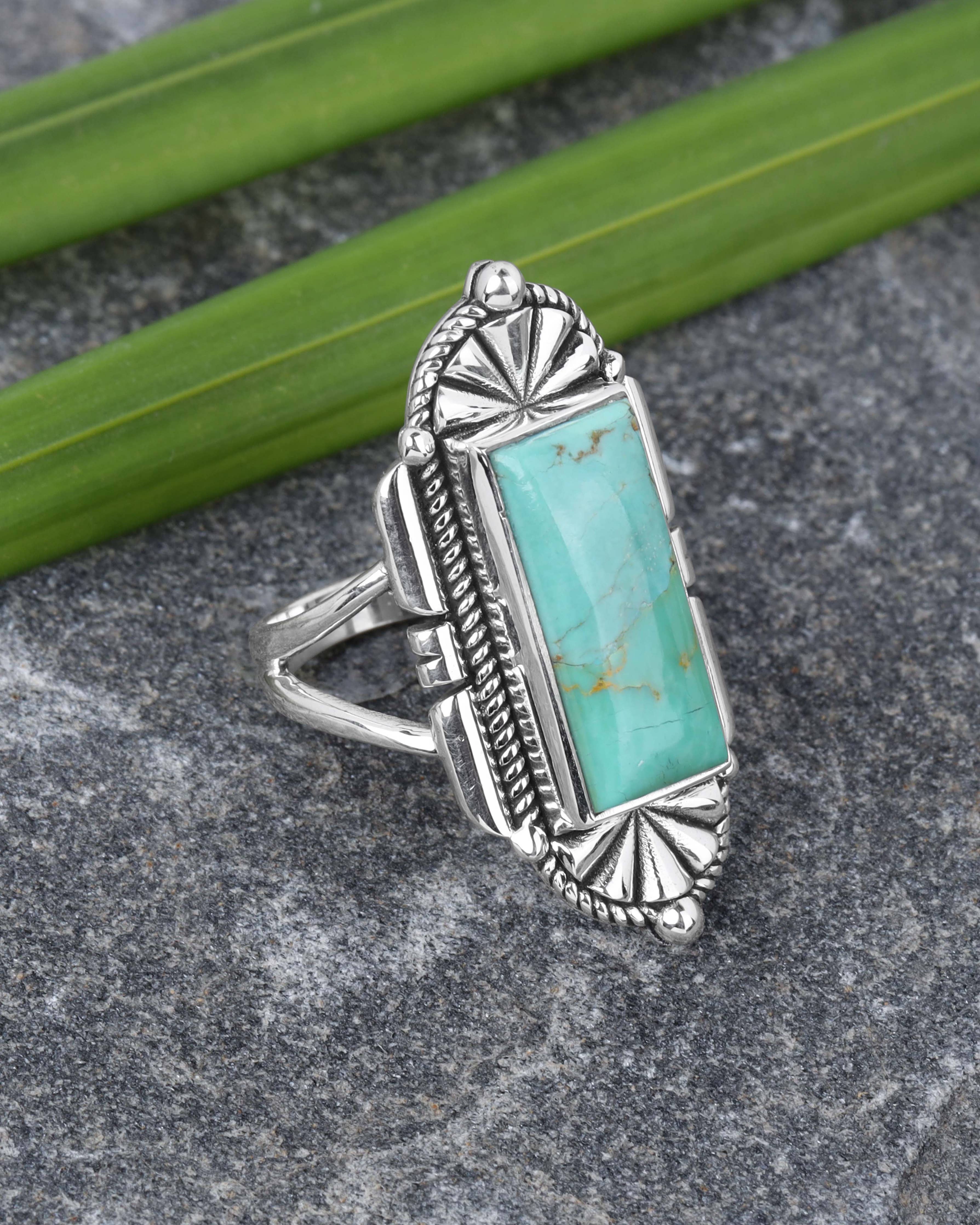 Bague Statement en Argent Sterling 925 avec Turquoise Mohave Bleue