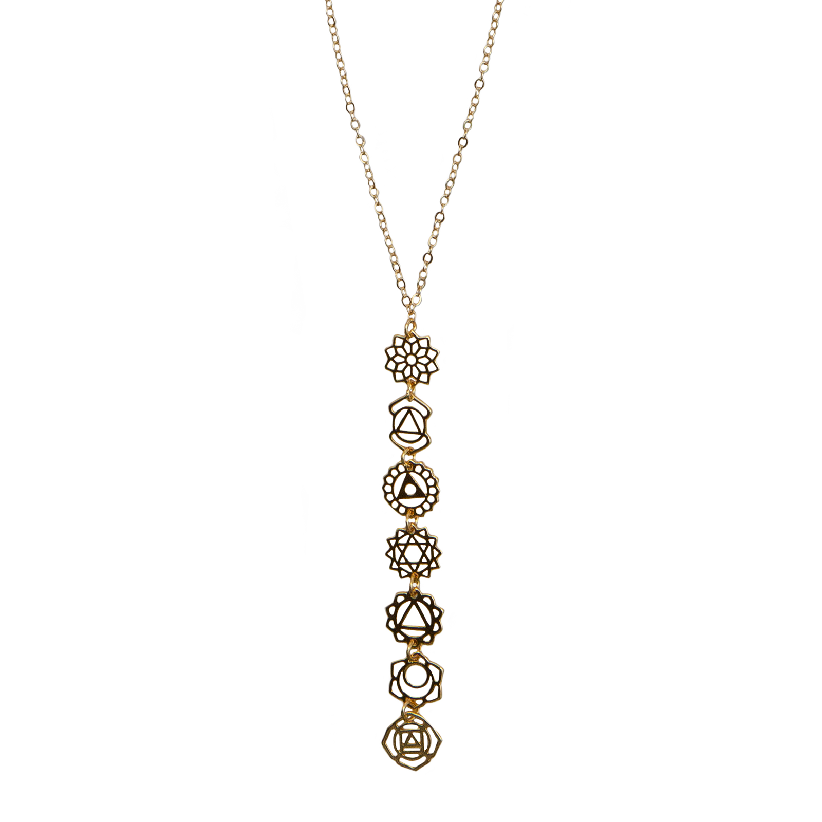 Collier Goutte Sept Chakras plaqué or