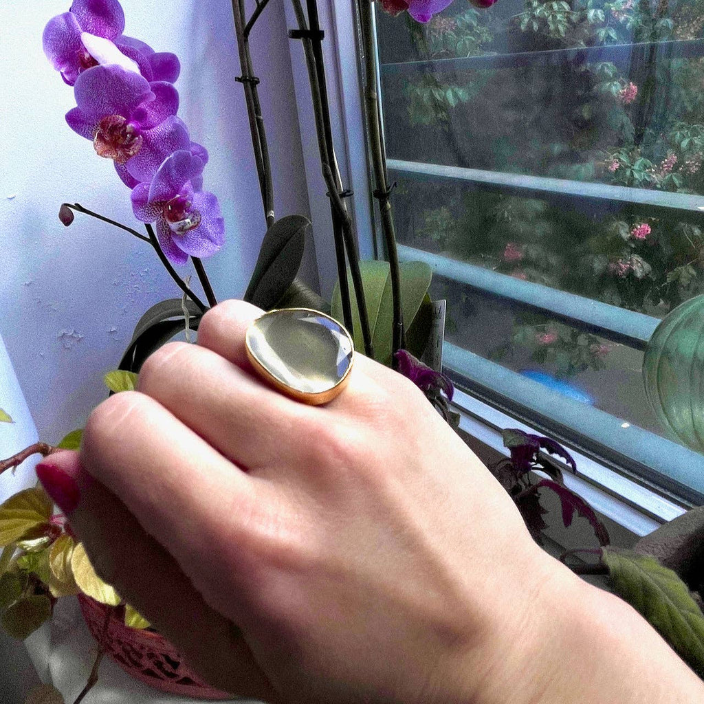 Bague "ELARION" pierre naturelle Agate grise