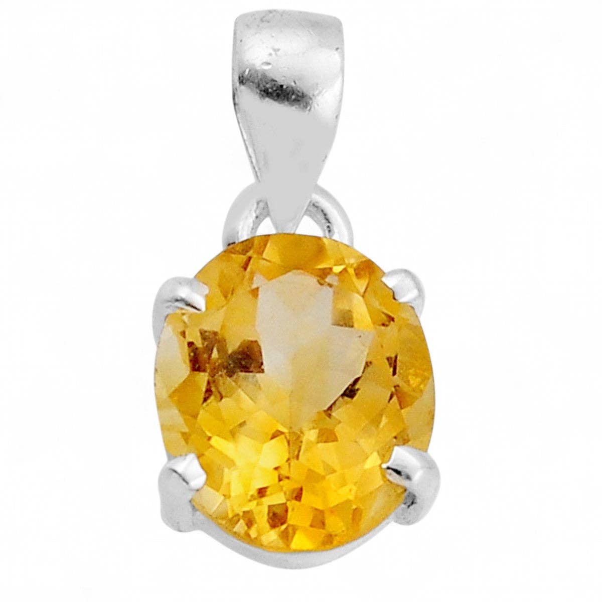 Pendentif citrine naturelle Brésil AAA argent 925