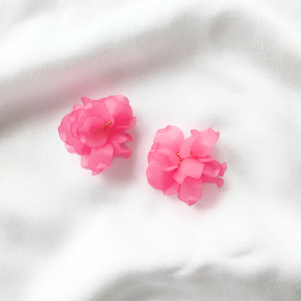 Boucles d'oreilles Créoles PEONY Fleurs Pivoine couleur au choix