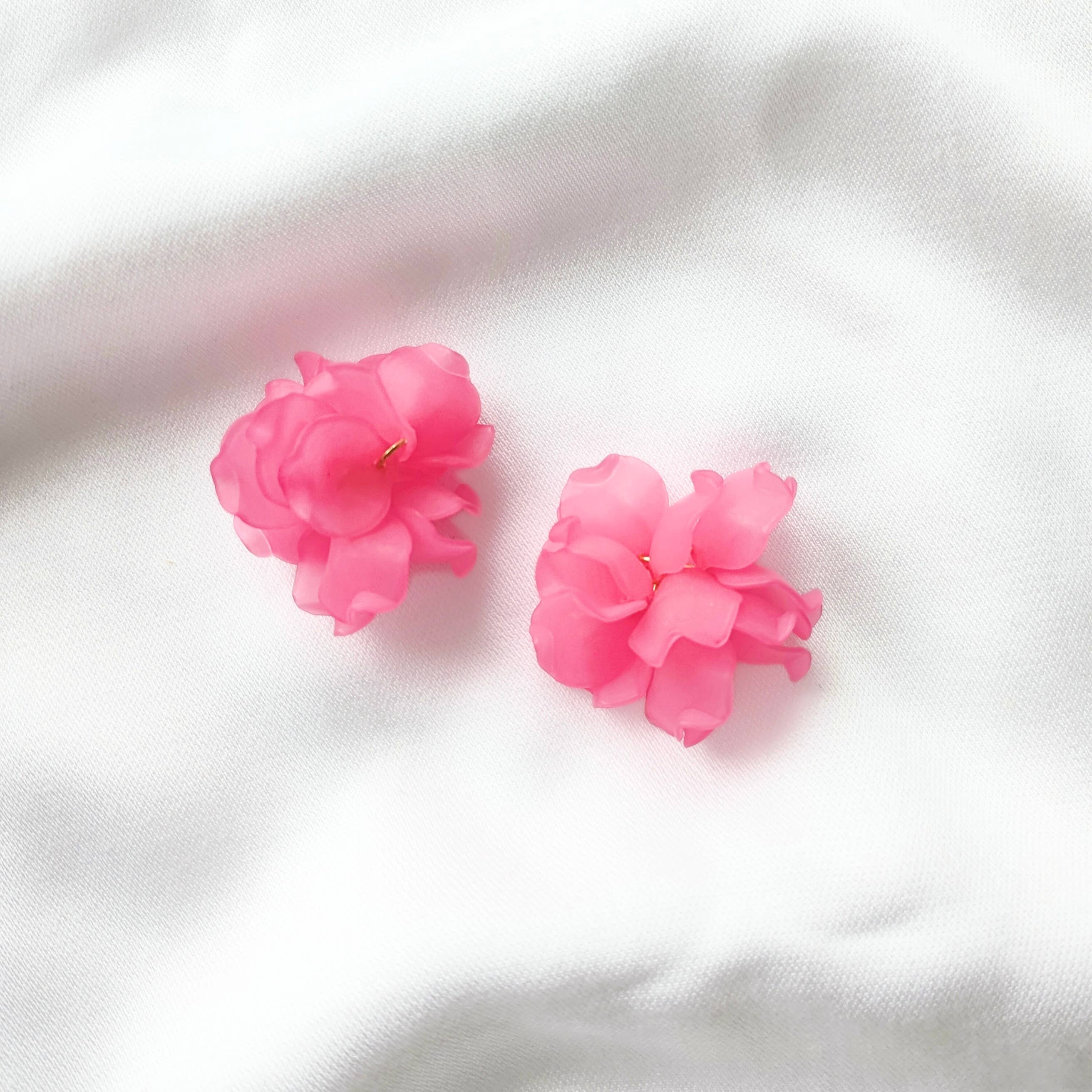 Boucles d'oreilles Créoles PEONY Fleurs Pivoine couleur au choix