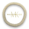 Bracelet népalais  perles de verre E19 Blanc Perle Unis