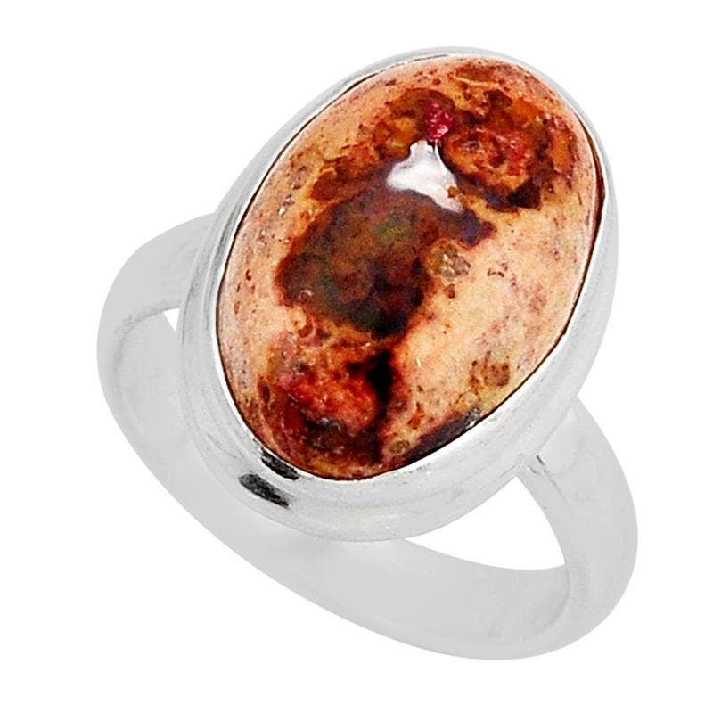 Bague Opale de feu Mexique AA argent 925 - Taille 52