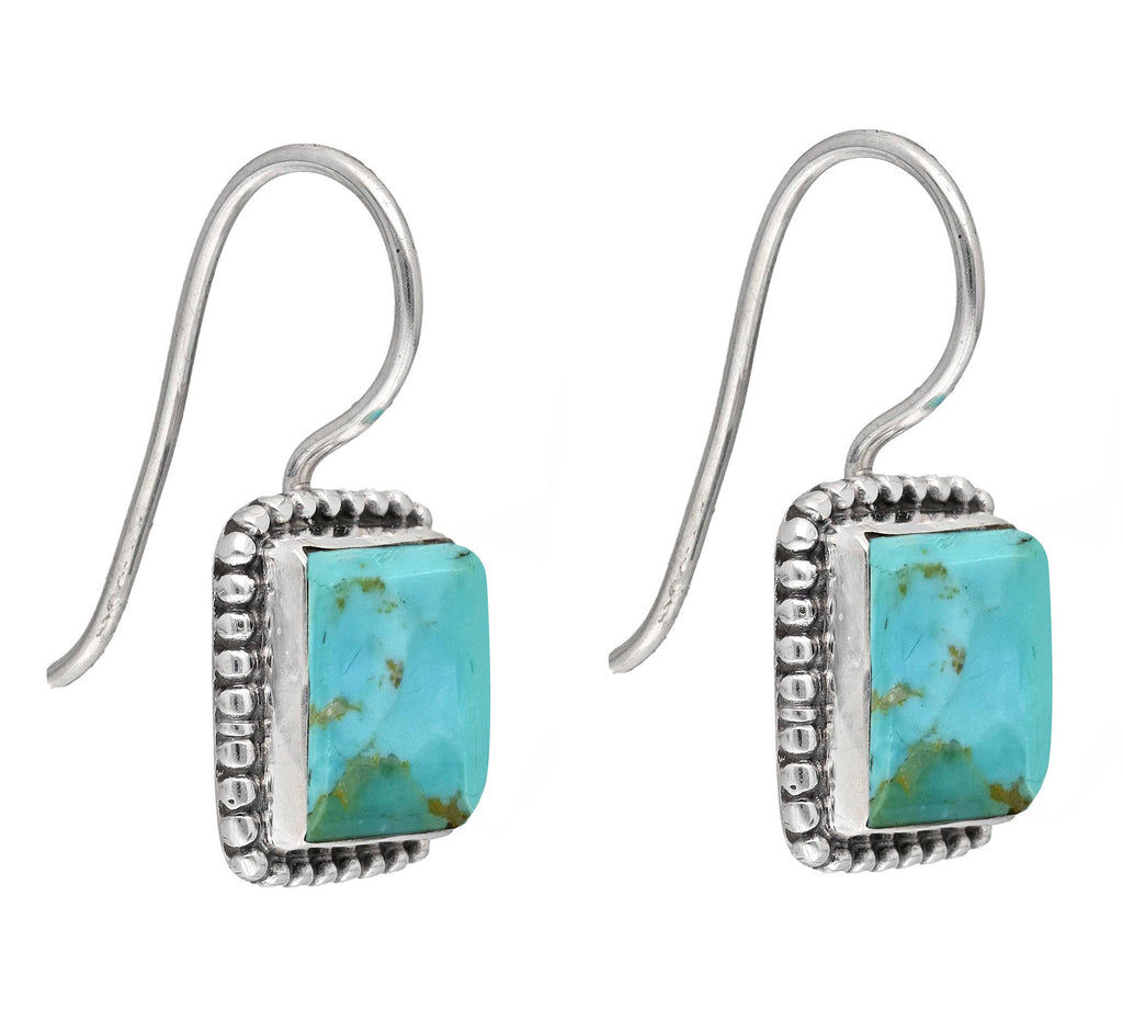 Boucles d'oreilles en argent sterling 925 avec pierre précieuse Turquoise Mohave