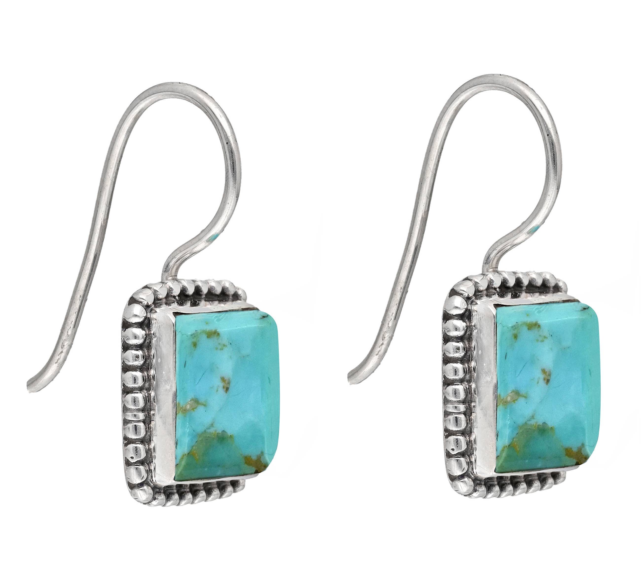 Boucles d'oreilles en argent sterling 925 avec pierre précieuse Turquoise Mohave