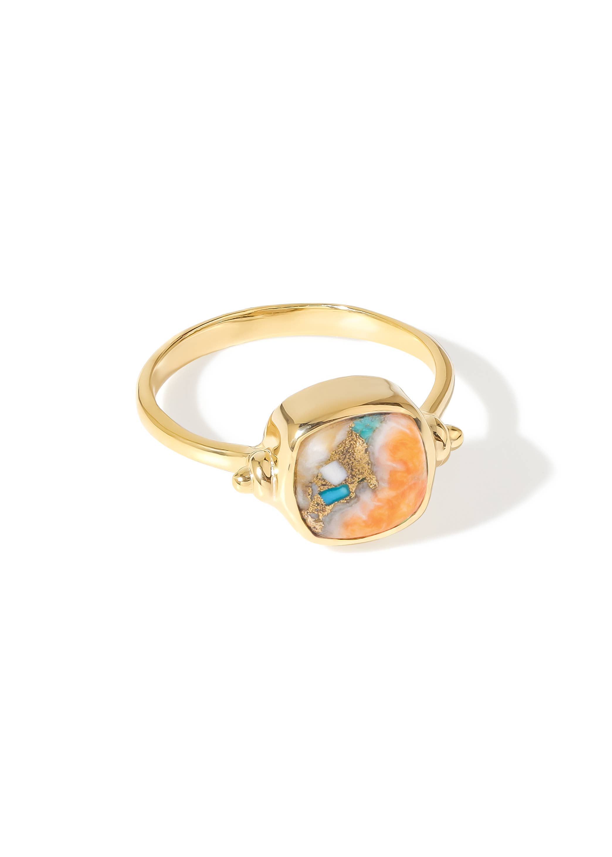 Bague en argent plaqué or avec Turquoise Oyster