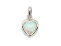 Pendentif coeur avec Opale blanche naturelle, argent 925