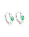 Boucles d'oreilles créoles en argent sterling 925 avec pierre précieuse Onyx vert