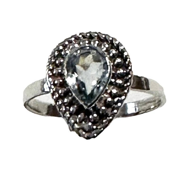 Bague Topaze bleue facettée Nigéria AA+ argent 925
