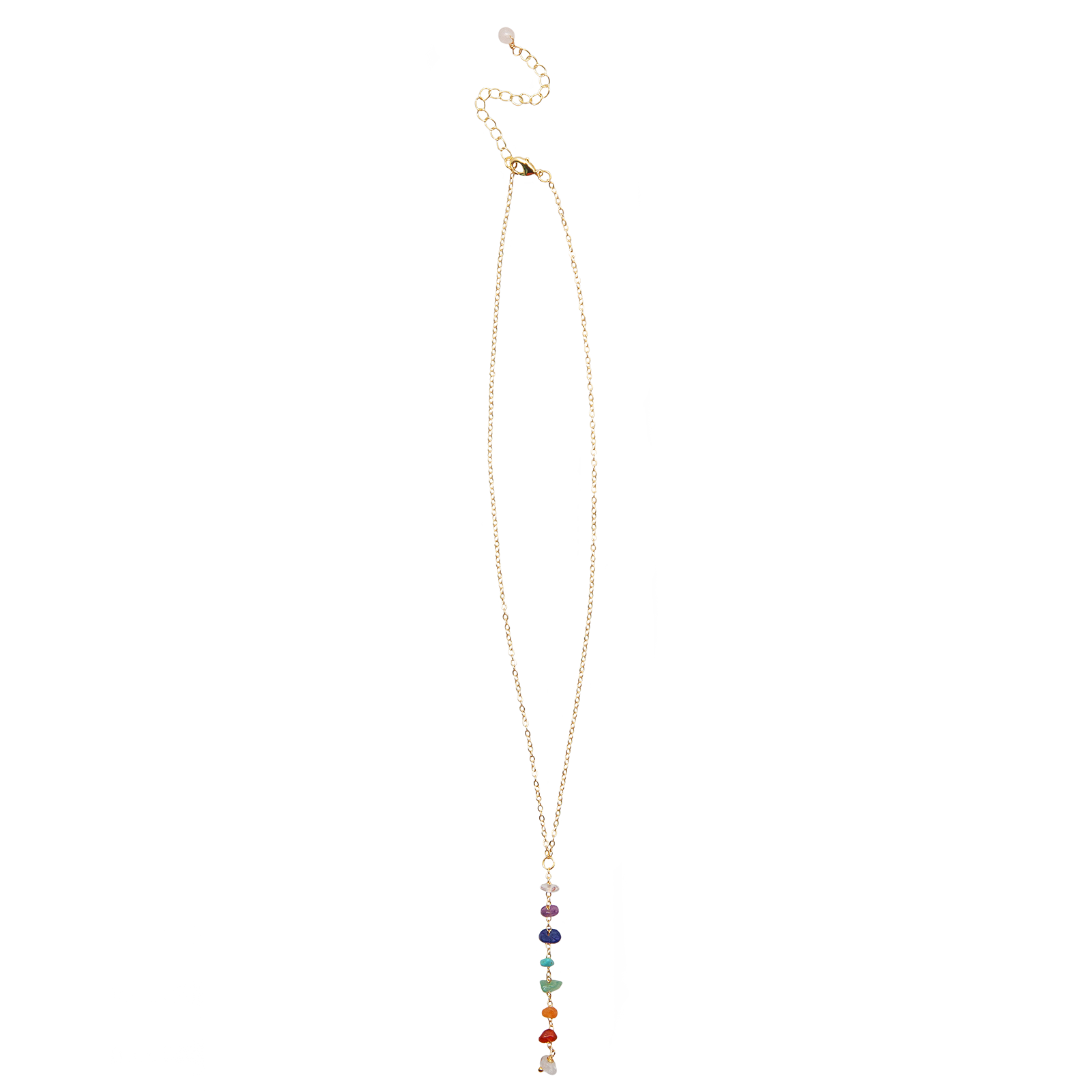 Collier de guérison des 7 chakras Plaqué or Quartz Cornaline Agate Jade Turquoise Lapis lazuli Améthyste
