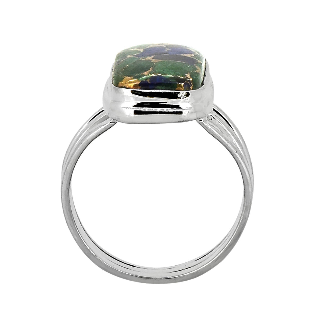 Bague Bohème en Argent Sterling 925 avec Lapis Malachite et Cuivre