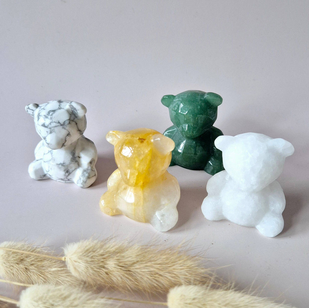 Ours de sculpture en cristal de pierre précieuse – Jade blanc