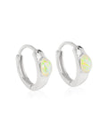Boucle d'oreille créole en argent sterling 925 avec pierre précieuse Opale éthiopienne