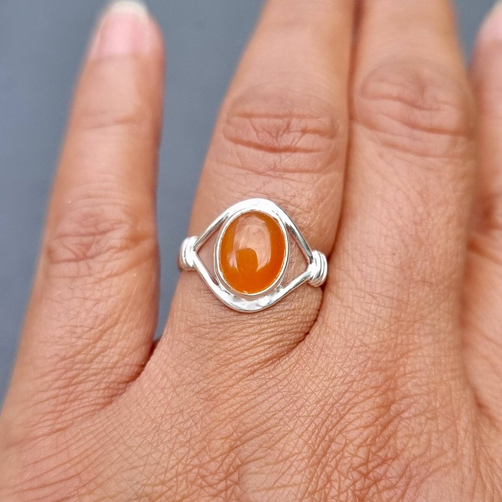 Bague en Cornaline Argent Sterling 925