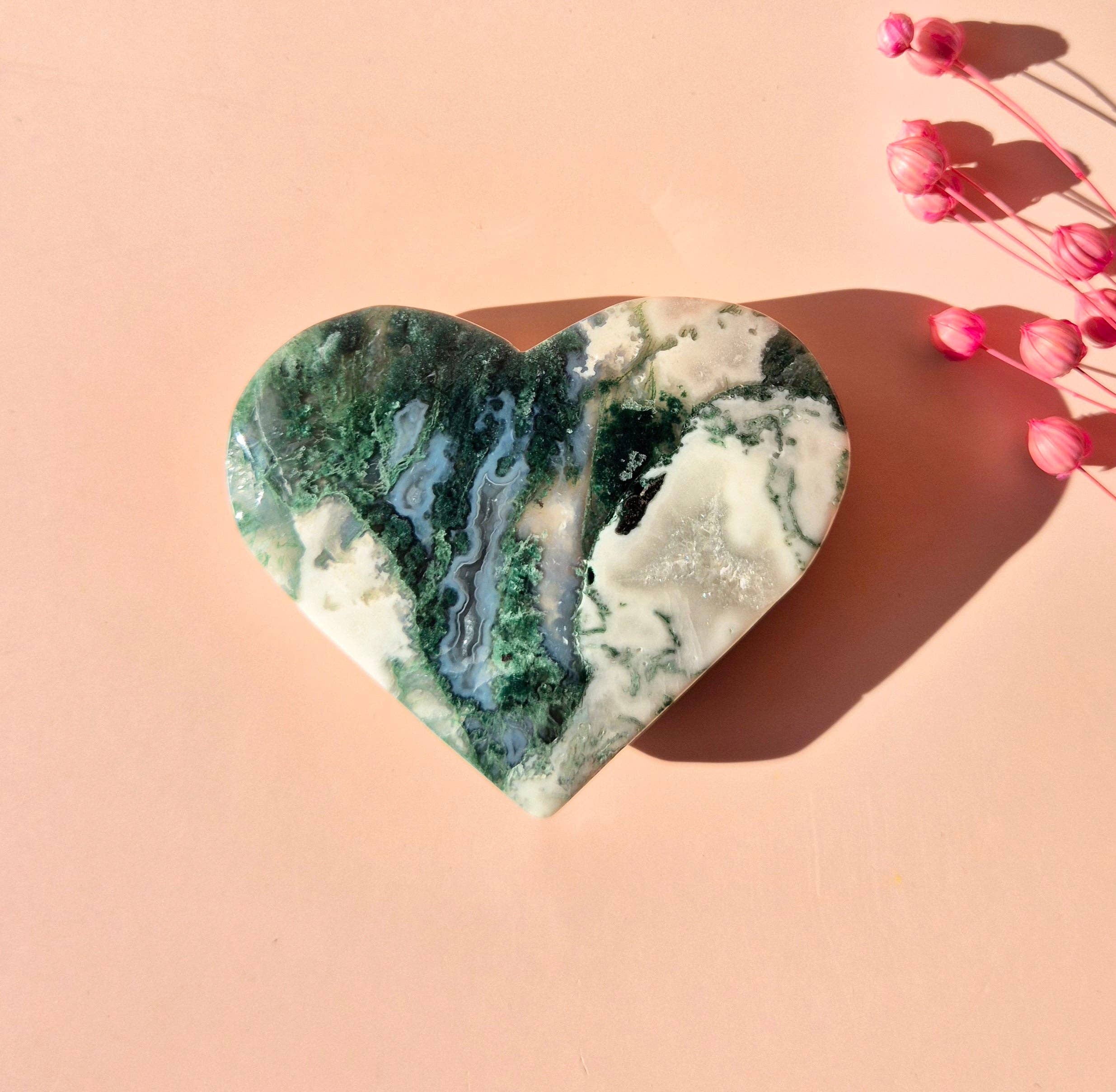 Agate Mousse Cœur – Pierre d'Harmonie et de Croissance