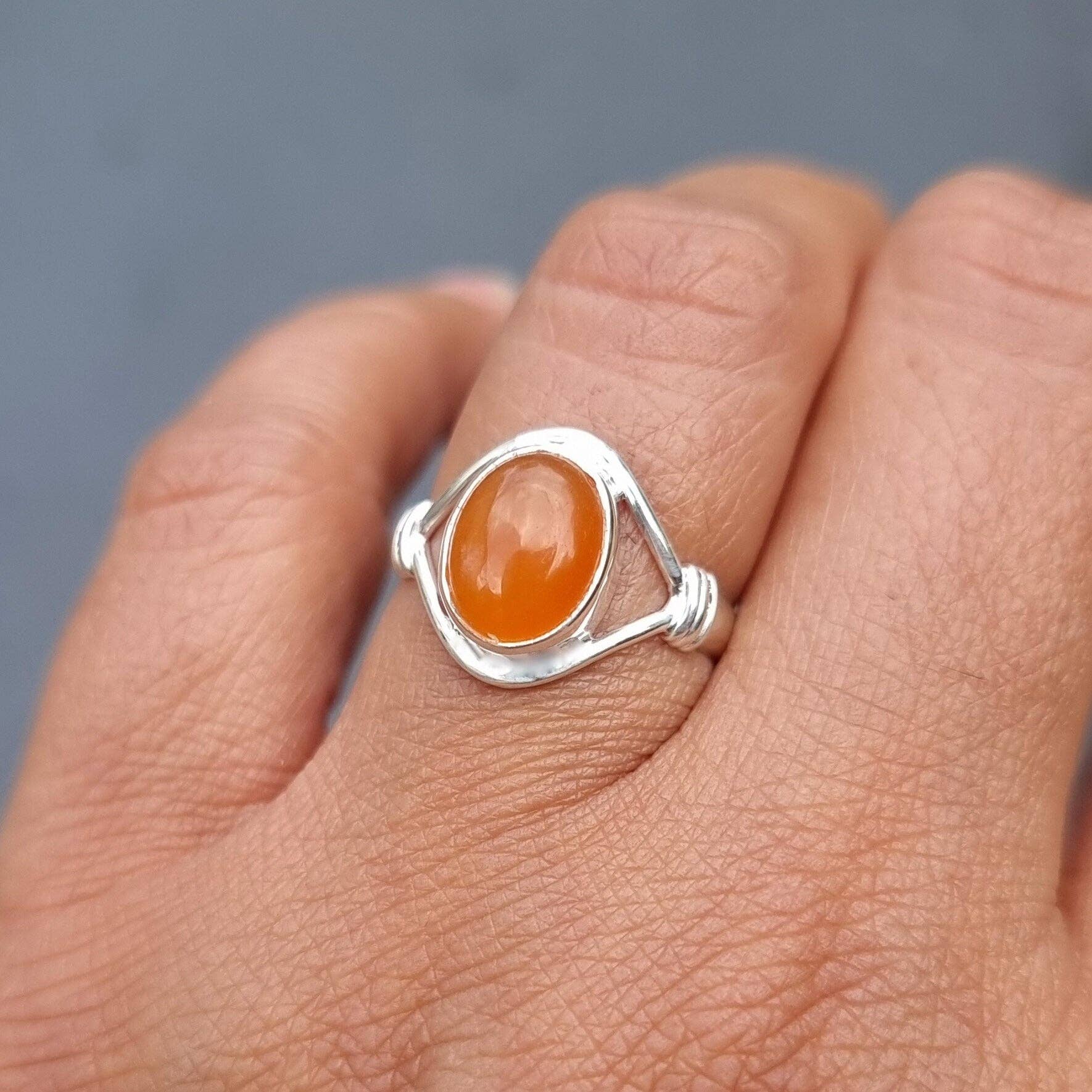 Bague en Cornaline Argent Sterling 925