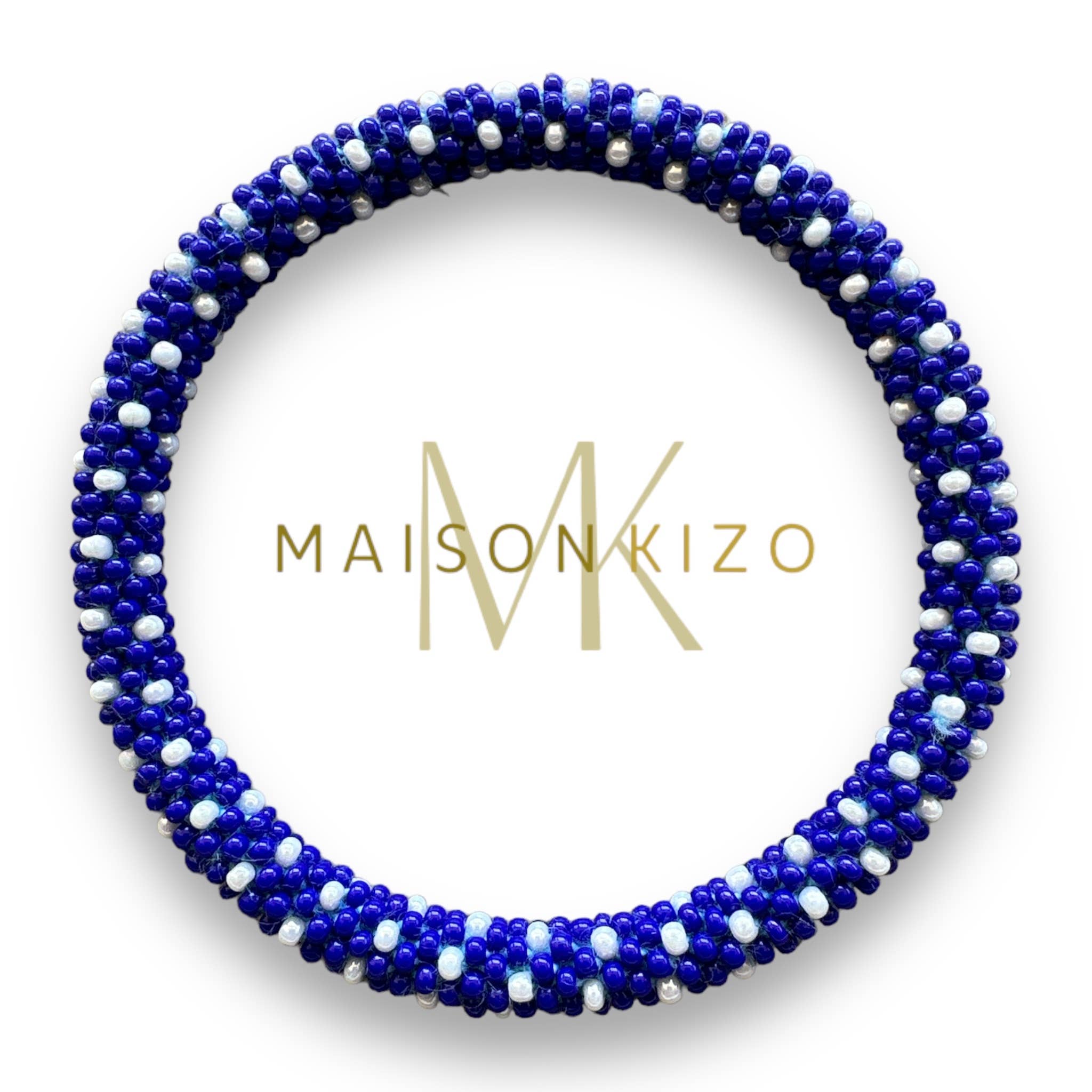 Bracelet népalais bleu lapis blanc