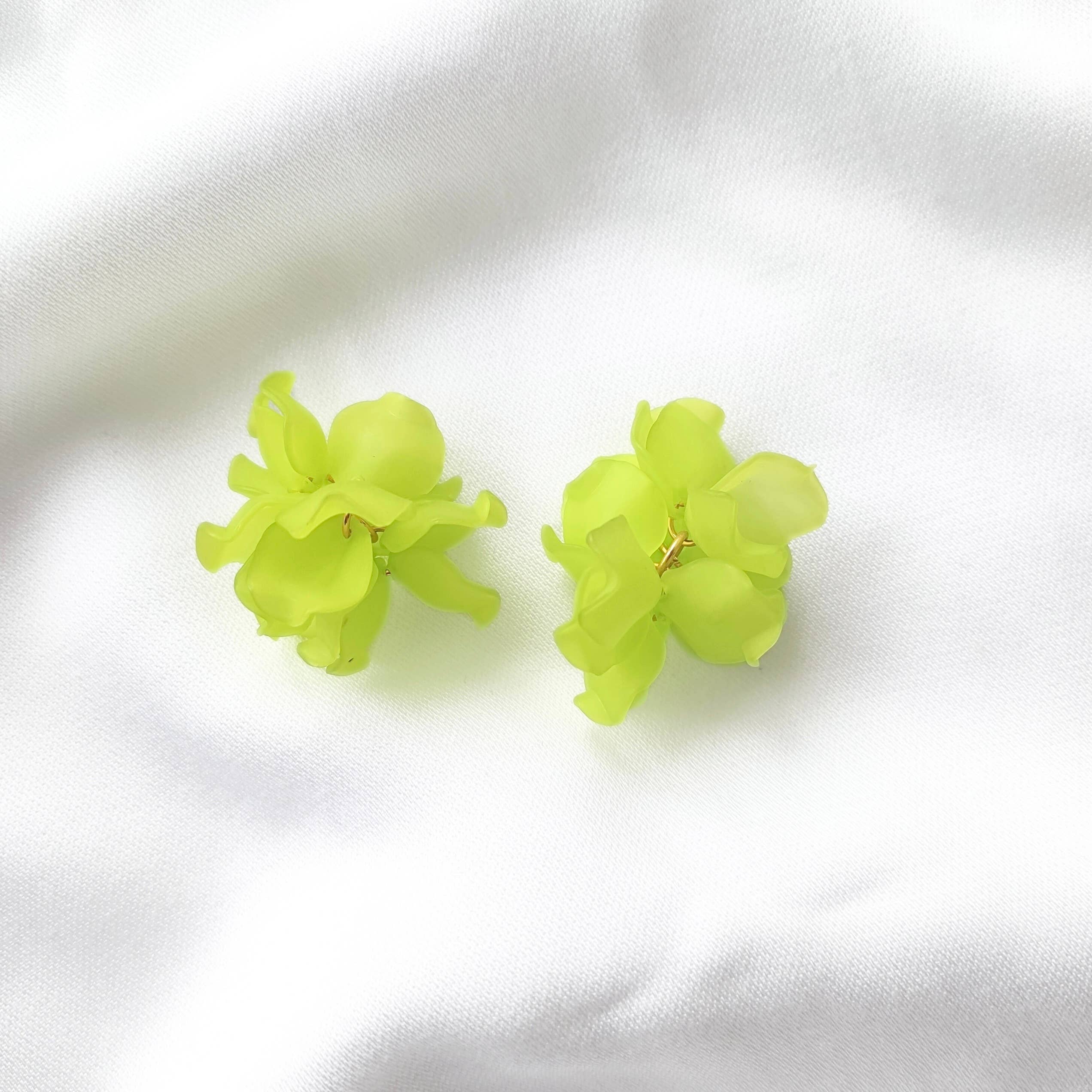 Boucles d'oreilles Créoles PEONY Fleurs Pivoine couleur au choix