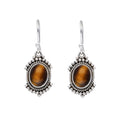 Boucles d'oreilles pendantes en argent sterling 925 avec pierre Oeil de tigre