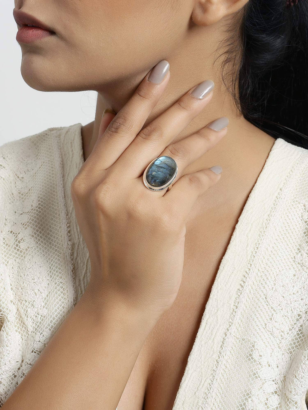 Bague Bohème en argent sterling 925 Labradorite