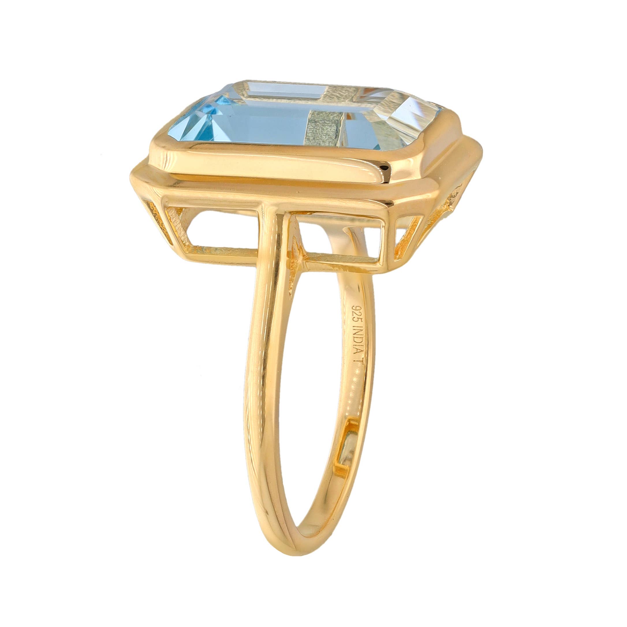 Bague Voûte Céleste en Argent Plaqué Or avec Topaze Bleu Ciel