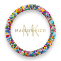 Bracelet népalais  perles de verre E32 multi color bleu jaune vert rouge rose