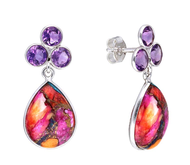 Boucles d'oreilles pendantes en argent sterling 925 avec Turquoise Oyster Mohave
