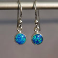 Boucles d'oreilles rondes en Opale bleue Argent sterling 925