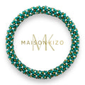 Bracelet népalais E67 Vert Blanc doré