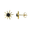 Boucles d'oreilles clous en argent 925 plaqué or avec Onyx noir soleil
