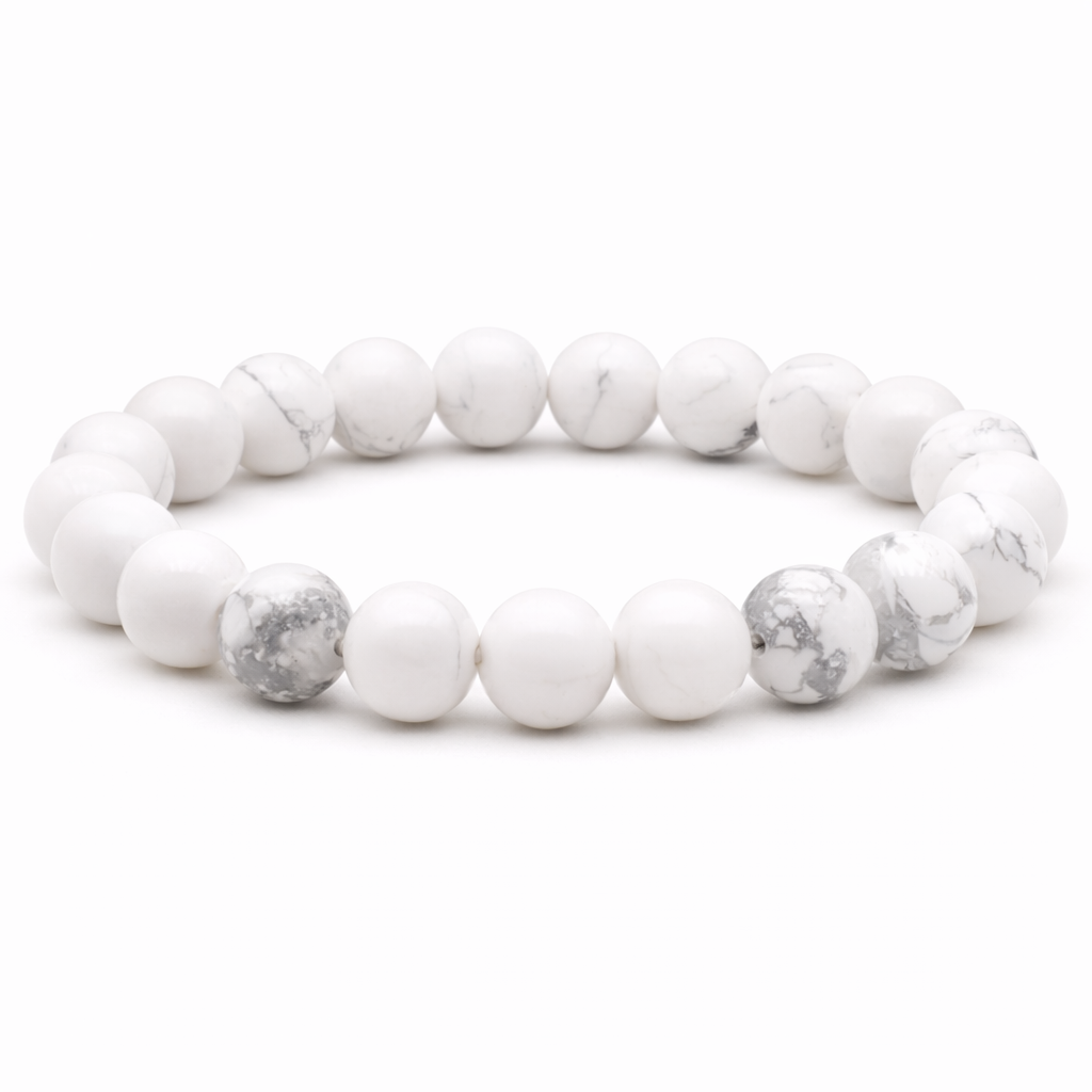 Bracelet boule 08mm Howlite blanche A (taille 2)