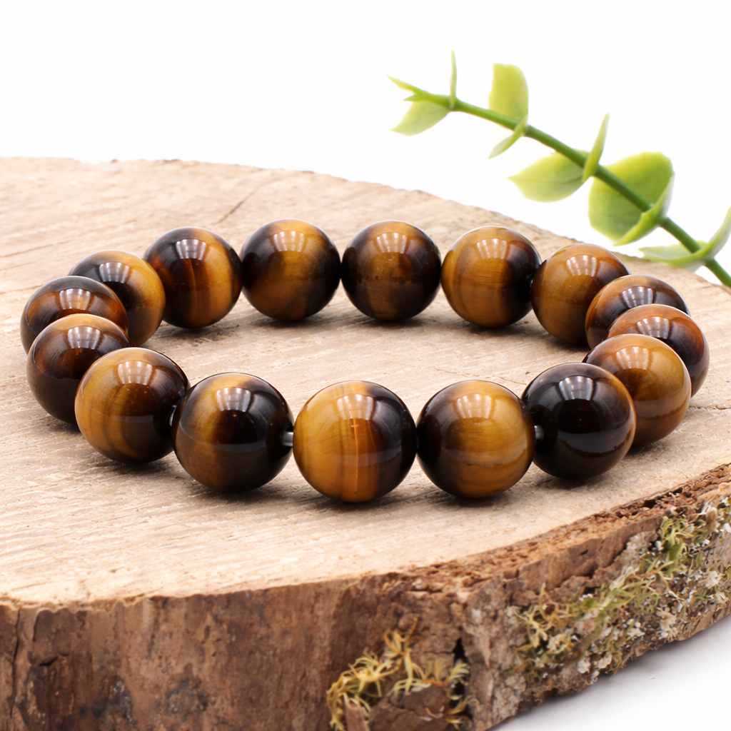 BRACELET BOULE 12MM OEIL DE TIGRE AA