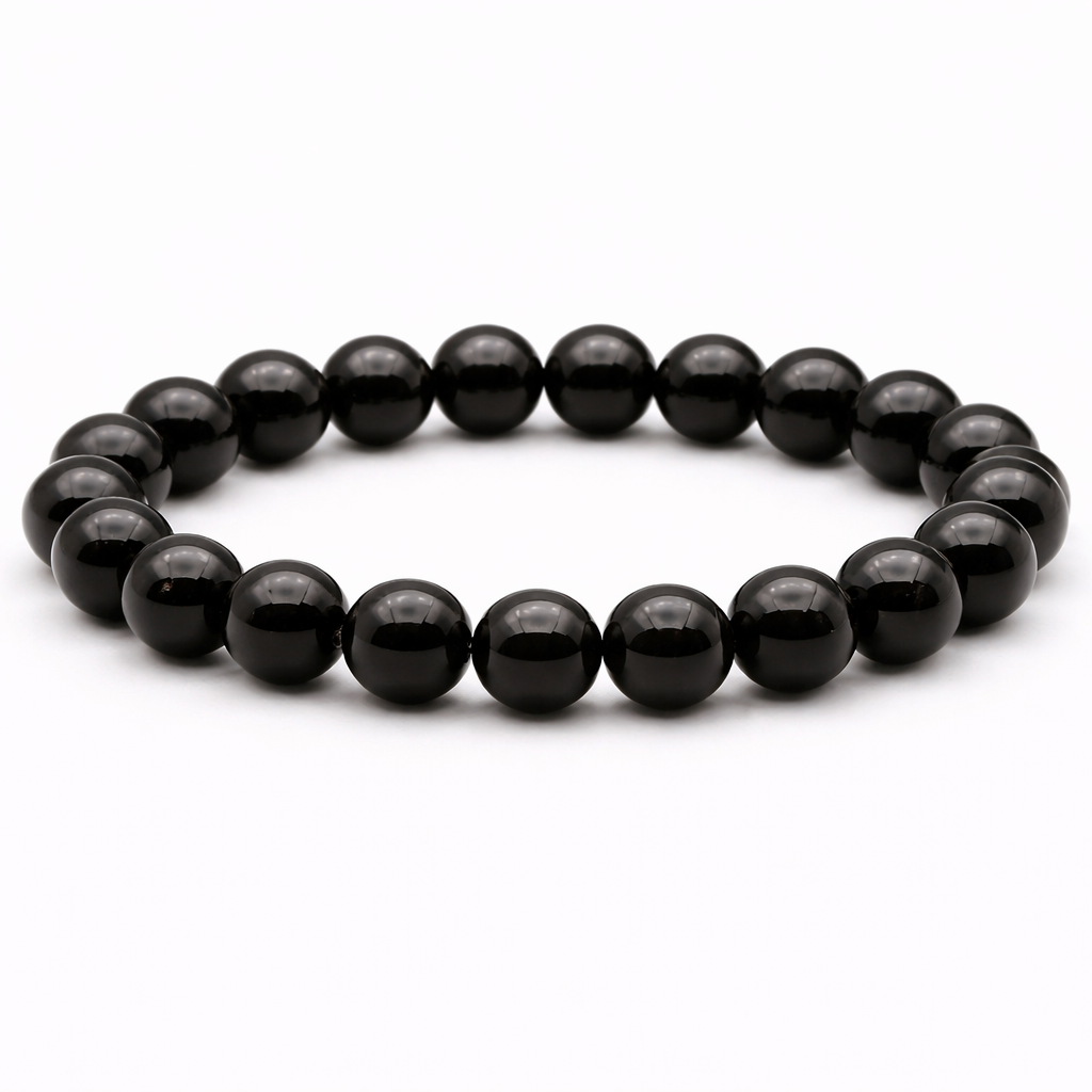 Bracelet boule 10mm Obsidienne noire A