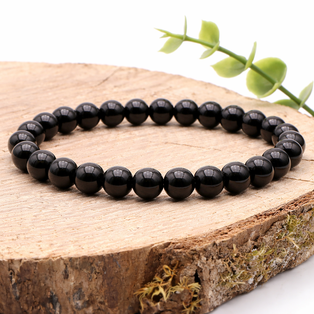 Bracelet boule 08mm Onyx A (taille 2)