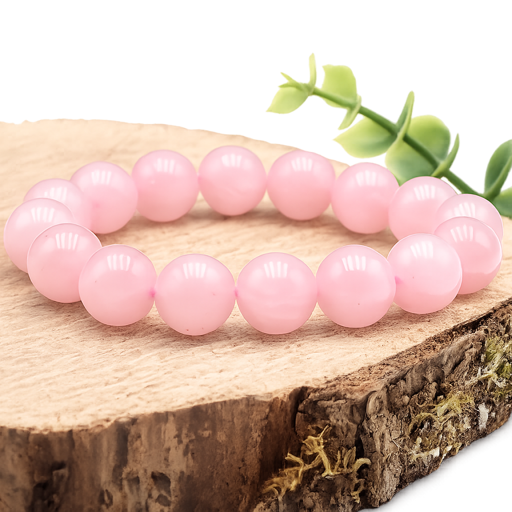 Bracelet boule 12mm Quartz rose Brésil A