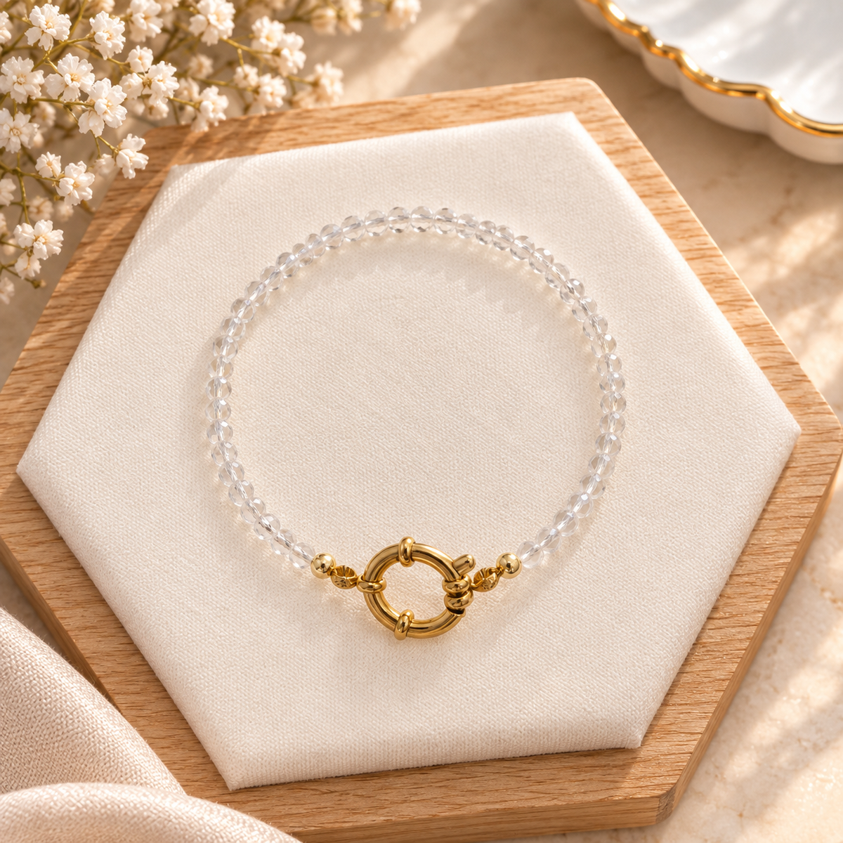 Bracelet Neige Quartz Rose 4mm AA