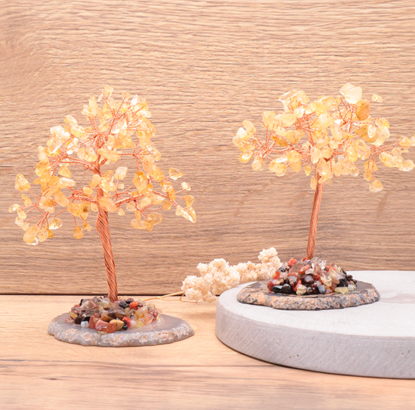 Arbre modèle 02 Citrine chauffée A 120 à 150mm base Agate (1 pièce)