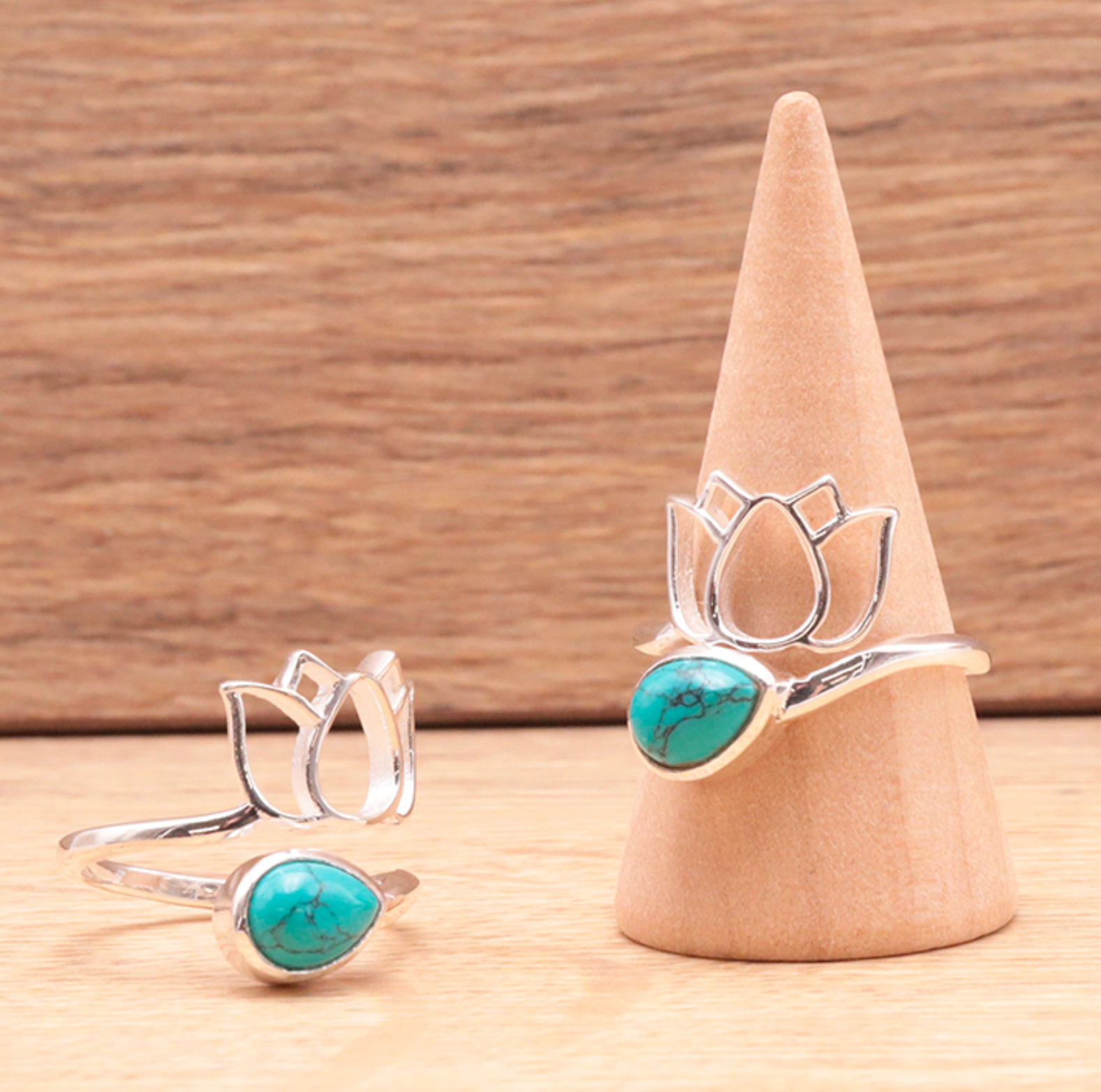 Bague argent 925 Réglable modèle 02 Turquoise de Chine AAA (1 pièce)