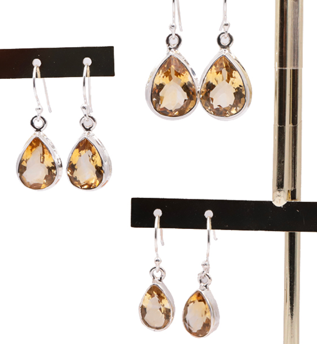 Boucles d'oreilles argent 925 citrine naturelle facettée AAA mod 3 / 7,50g