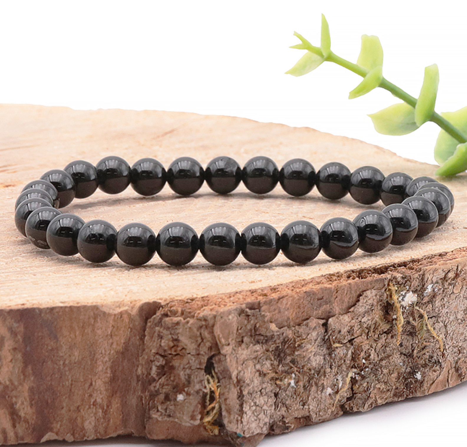 BRACELET BOULE 06MM TOURMALINE NOIRE A