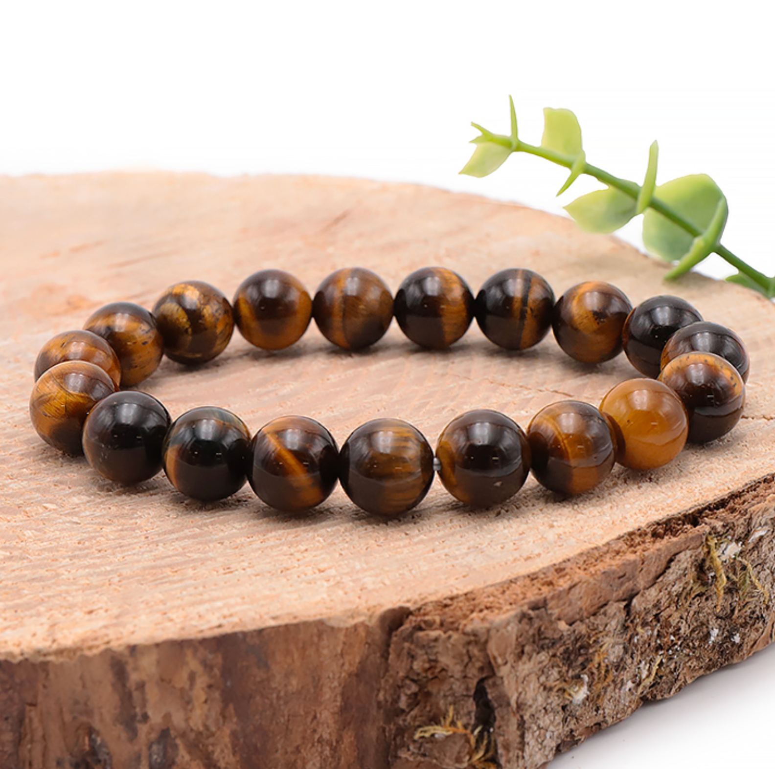 BRACELET BOULE 10MM OEIL DE TIGRE AA