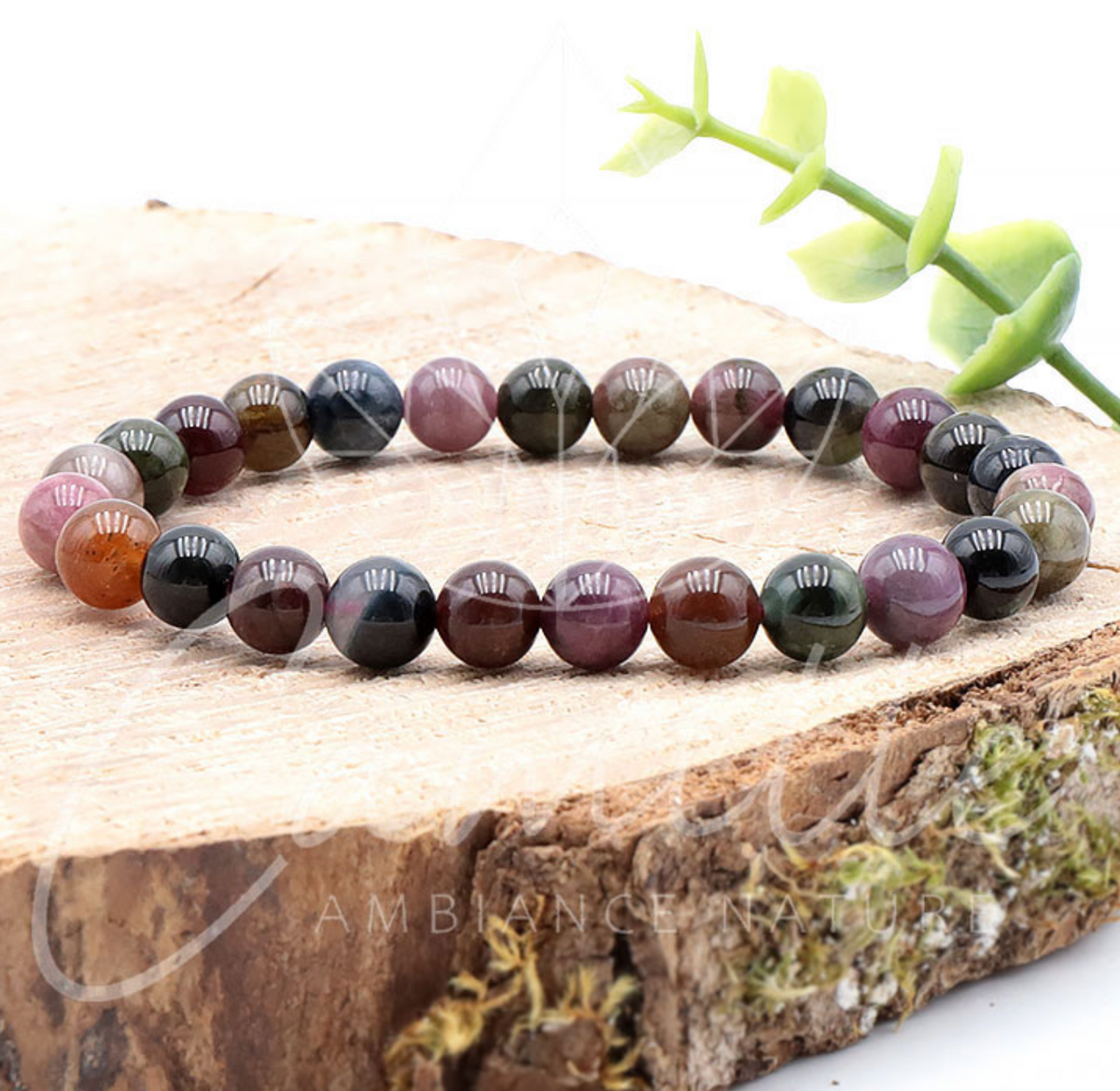 BRACELET BOULE 08MM TOURMALINE MULTICOLORE AA (07-08MM)