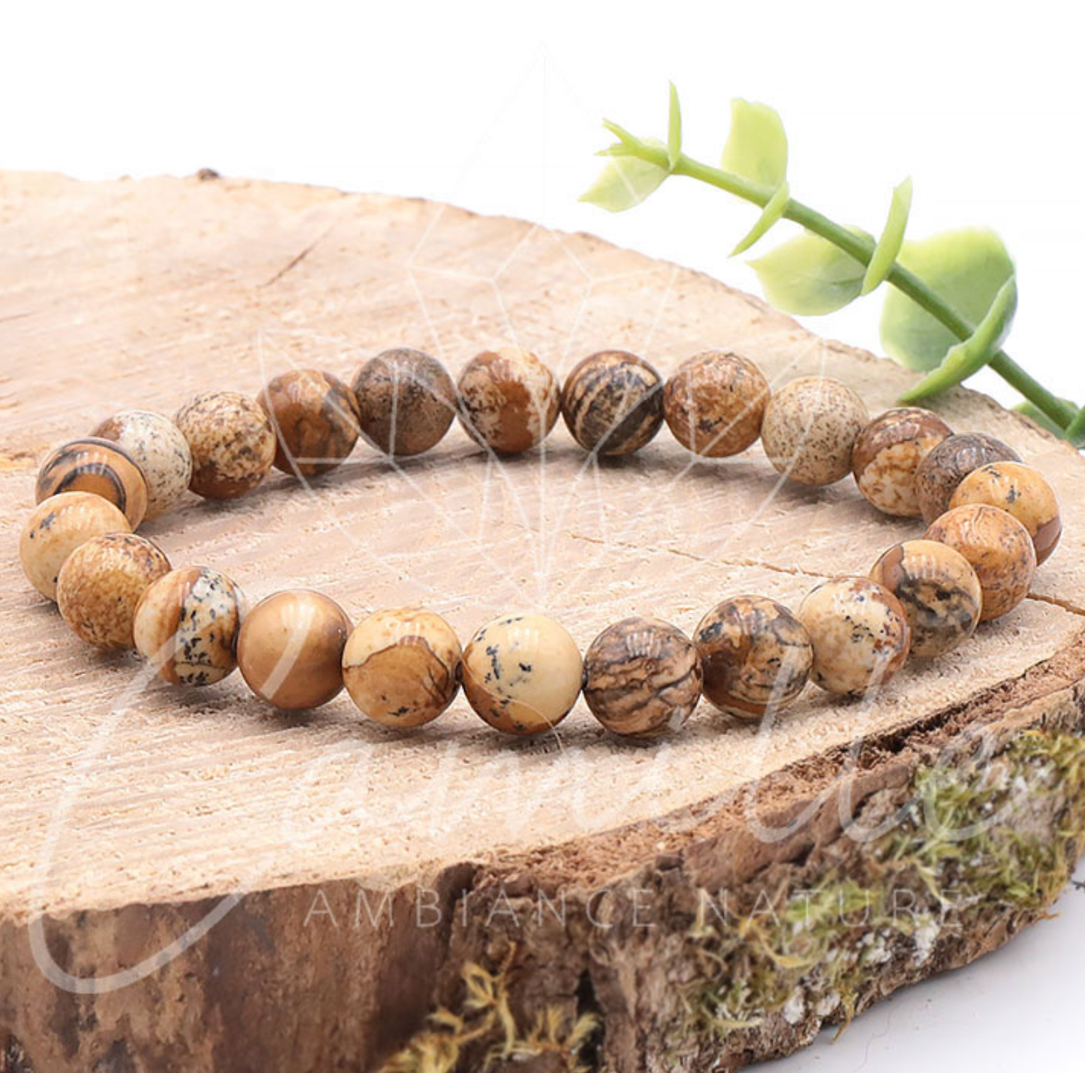 BRACELET BOULE 08MM JASPE PAYSAGE A