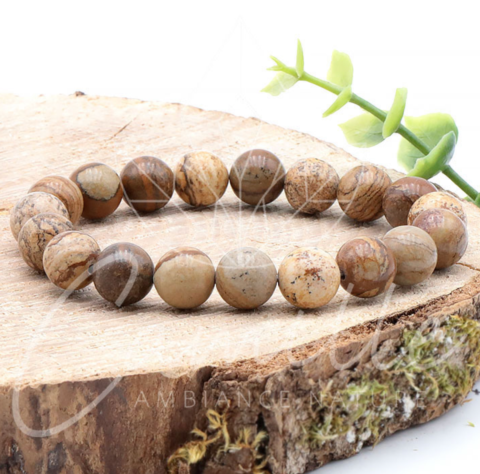 BRACELET BOULE 10MM JASPE PAYSAGE A