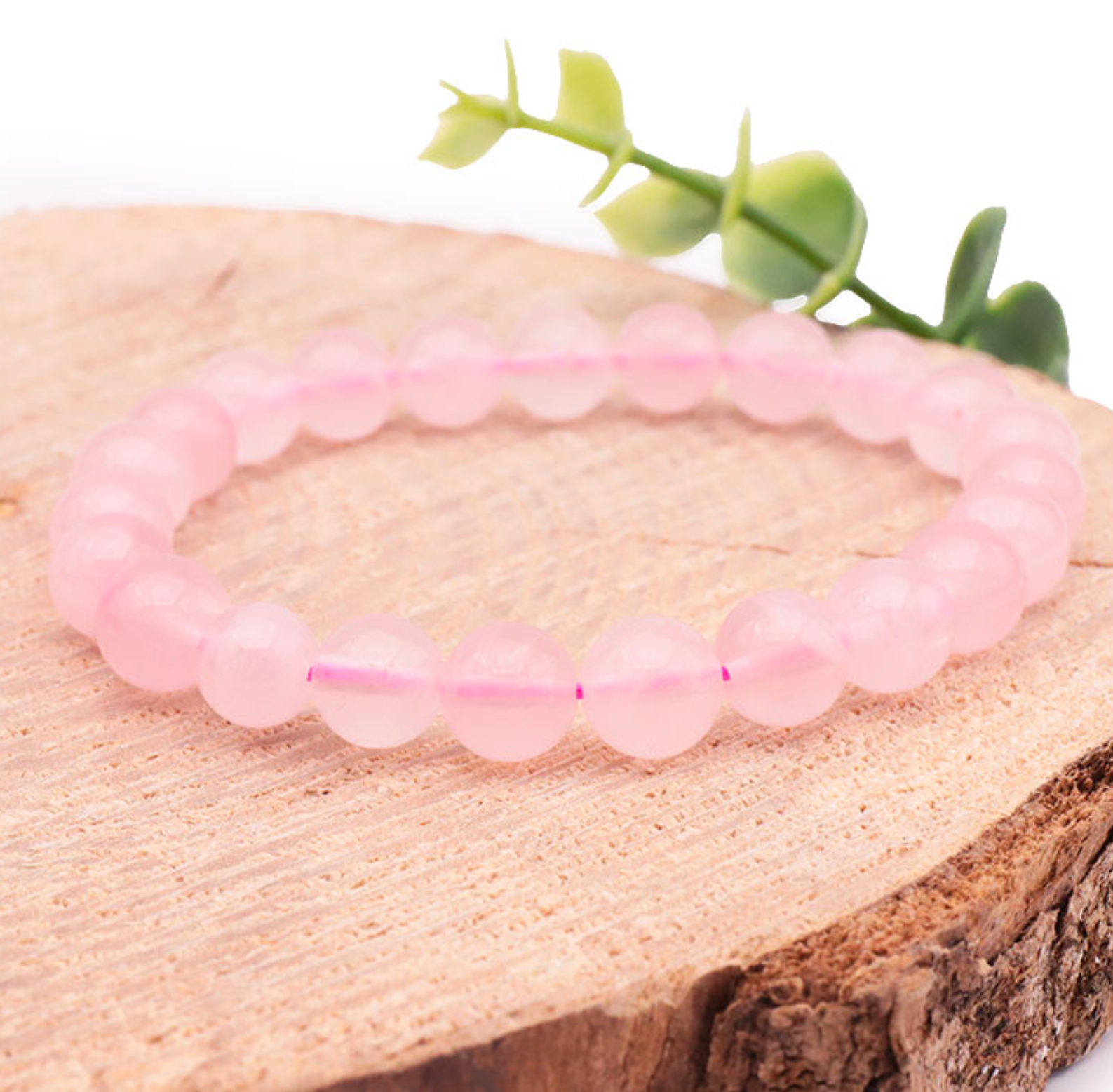 BRACELET BOULE 08MM QUARTZ ROSE AFRIQUE DU SUD AA