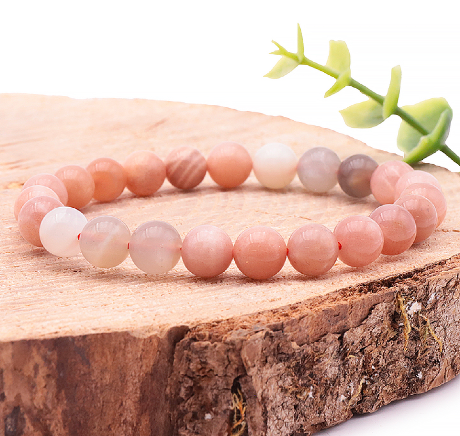 Bracelet boule 08mm Pierre de lune multicolore AA (triée par couleur)